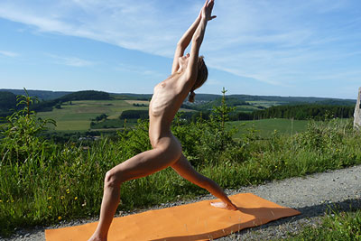 Naked Yoga Pose - Warrior I